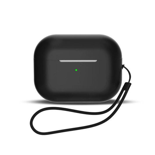 Silicone case for AirPods 1 / AirPods 2 + wrist strap lanyard - black_0