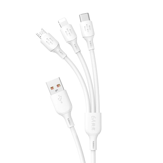 USB cable - USB C / micro USB / Lightning 480Mb/s 6A 1.2m - white_0