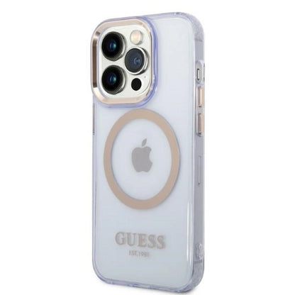 Guess GUHMP14LHTCMU iPhone 14 Pro 6.1" purple/purple hard case Gold Outline Translucent MagSafe_1