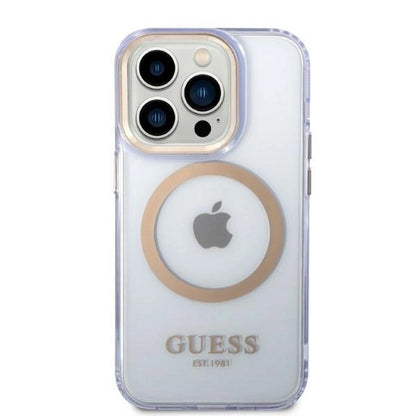 Guess GUHMP14LHTCMU iPhone 14 Pro 6.1" purple/purple hard case Gold Outline Translucent MagSafe_2