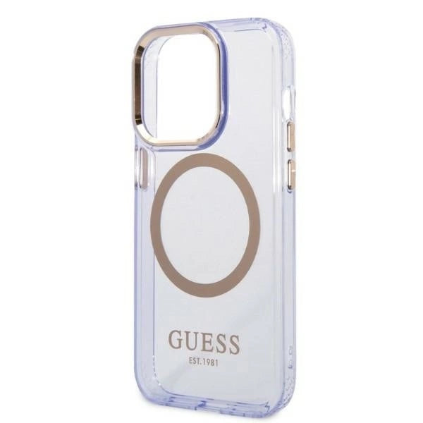 Guess GUHMP14LHTCMU iPhone 14 Pro 6.1" purple/purple hard case Gold Outline Translucent MagSafe_5