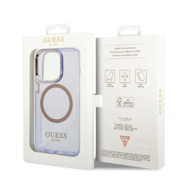 Guess GUHMP14LHTCMU iPhone 14 Pro 6.1" purple/purple hard case Gold Outline Translucent MagSafe_7