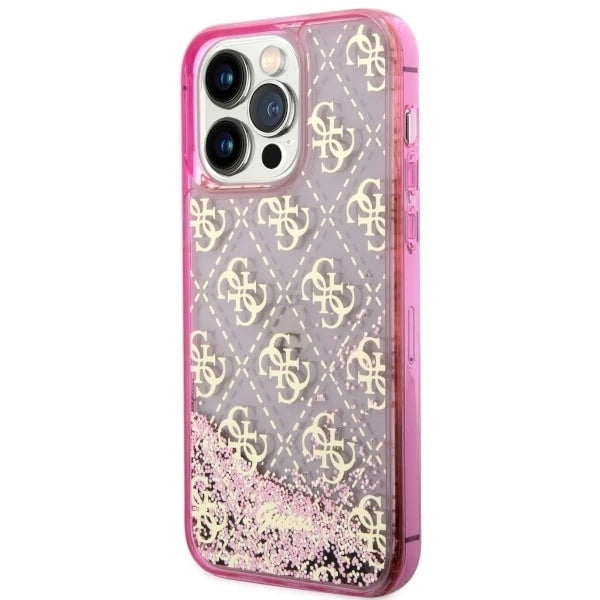 Guess GUHCP14LLC4PSGP iPhone 14 Pro 6.1" pink/pink hardcase Liquid Glitter 4G Transculent_1