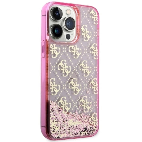 Guess GUHCP14LLC4PSGP iPhone 14 Pro 6.1" pink/pink hardcase Liquid Glitter 4G Transculent_3