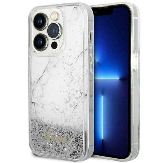 Guess GUHCP14LLCSGSGH iPhone 14 Pro 6.1" white/white hardcase Liquid Glitter Marble_0