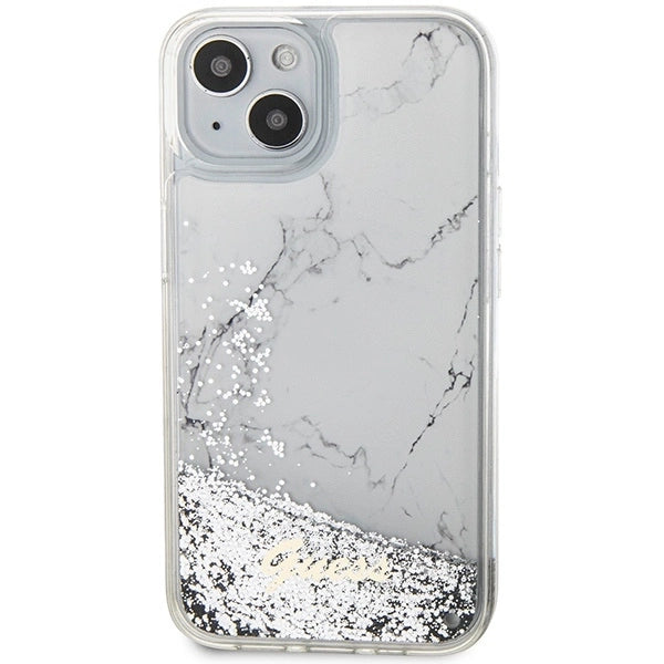 Guess Liquid Glitter Marble case for iPhone 14 - white_2
