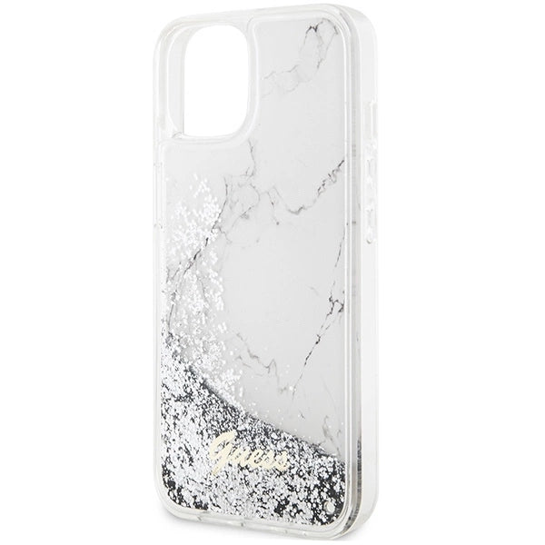 Guess Liquid Glitter Marble case for iPhone 14 - white_5