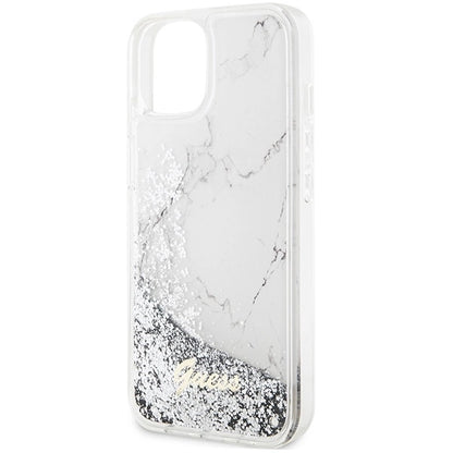 Guess Liquid Glitter Marble case for iPhone 14 - white_5