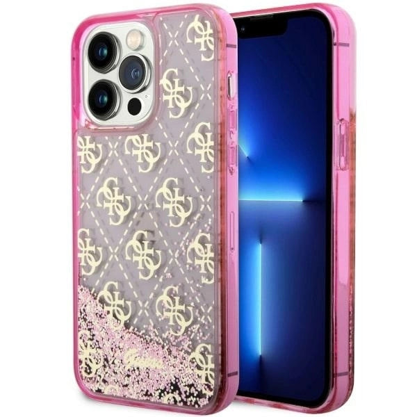Guess GUHCP14XLC4PSGP iPhone 14 Pro Max 6.7" pink/pink hardcase Liquid Glitter 4G Transculent_0