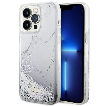 Guess GUHCP14XLCSGSGH iPhone 14 Pro Max 6.7" white/white hardcase Liquid Glitter Marble_0