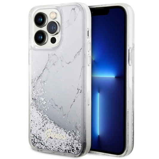 Guess GUHCP14XLCSGSGH iPhone 14 Pro Max 6.7" white/white hardcase Liquid Glitter Marble_0