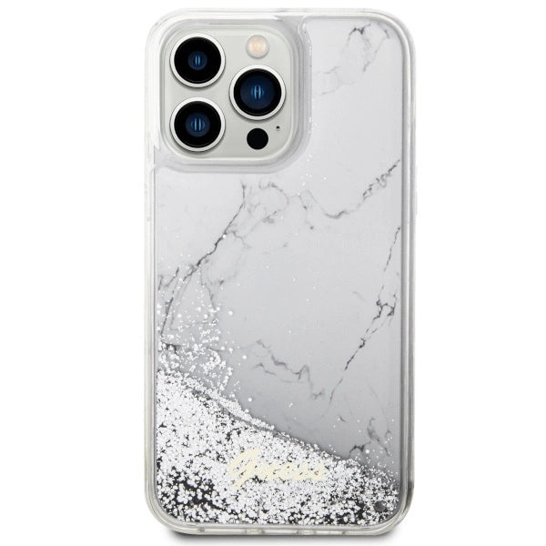 Guess GUHCP14XLCSGSGH iPhone 14 Pro Max 6.7" white/white hardcase Liquid Glitter Marble_2