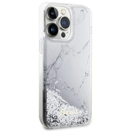 Guess GUHCP14XLCSGSGH iPhone 14 Pro Max 6.7" white/white hardcase Liquid Glitter Marble_3
