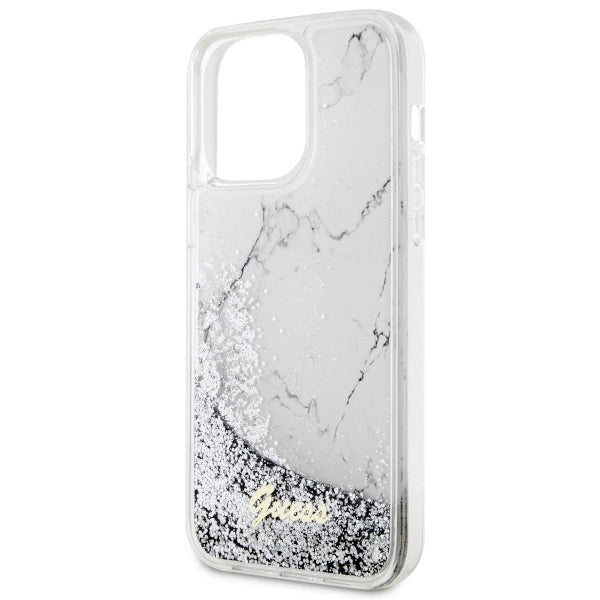 Guess GUHCP14XLCSGSGH iPhone 14 Pro Max 6.7" white/white hardcase Liquid Glitter Marble_5