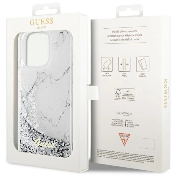 Guess GUHCP14XLCSGSGH iPhone 14 Pro Max 6.7" white/white hardcase Liquid Glitter Marble_7