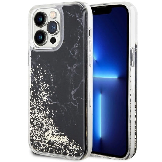 Guess GUHCP14XLCSGSGK iPhone 14 Pro Max 6.7" black/black hardcase Liquid Glitter Marble_0
