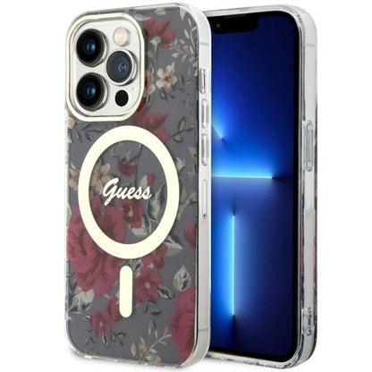 Guess GUHMP14LHCFWSA iPhone 14 Pro 6.1" green/khaki hardcase Flower MagSafe_0