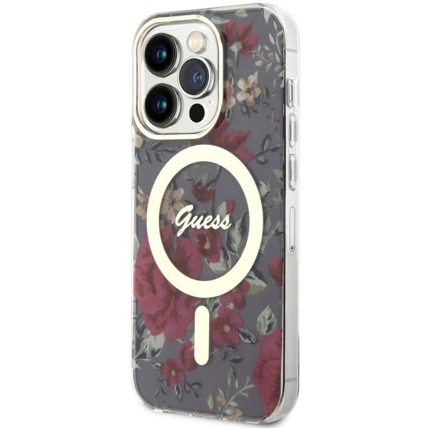 Guess GUHMP14LHCFWSA iPhone 14 Pro 6.1" green/khaki hardcase Flower MagSafe_1