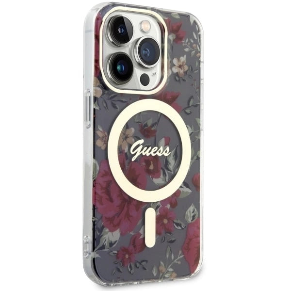 Guess GUHMP14LHCFWSA iPhone 14 Pro 6.1" green/khaki hardcase Flower MagSafe_3