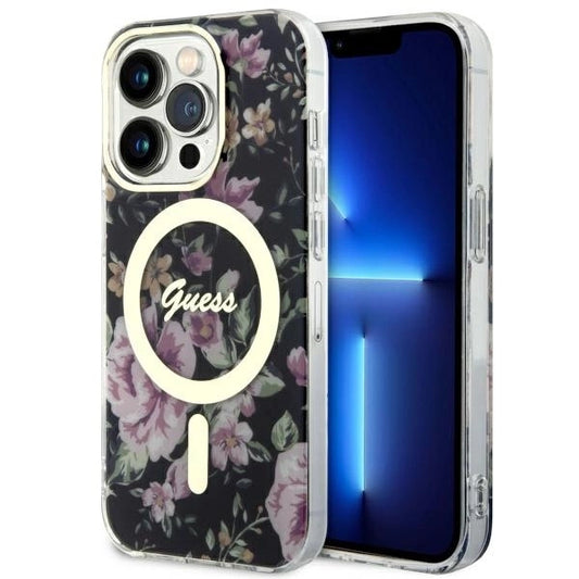 Guess GUHMP14LHCFWSK iPhone 14 Pro 6.1" black/black hardcase Flower MagSafe_0