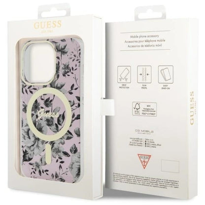 Guess GUHMP14LHCFWSP iPhone 14 Pro 6.1" pink/pink hardcase Flower MagSafe_7