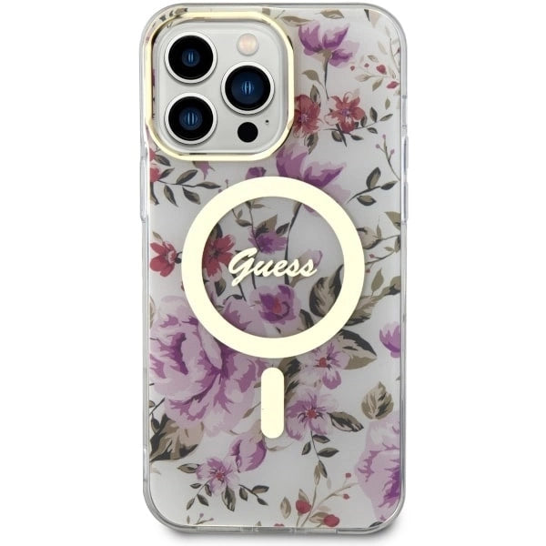 Guess GUHMP14LHCFWST iPhone 14 Pro 6.1" transparent hardcase Flower MagSafe_2