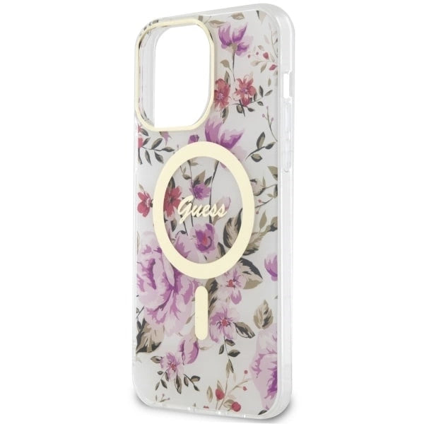Guess GUHMP14LHCFWST iPhone 14 Pro 6.1" transparent hardcase Flower MagSafe_5