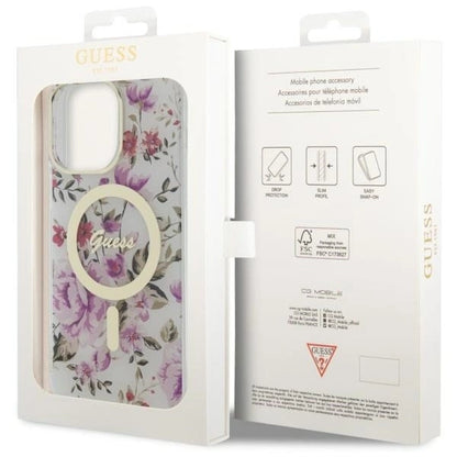 Guess GUHMP14LHCFWST iPhone 14 Pro 6.1" transparent hardcase Flower MagSafe_7