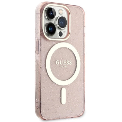 Guess GUHMP14LHCMCGP iPhone 14 Pro 6.1" pink/pink hardcase Glitter Gold MagSafe_3