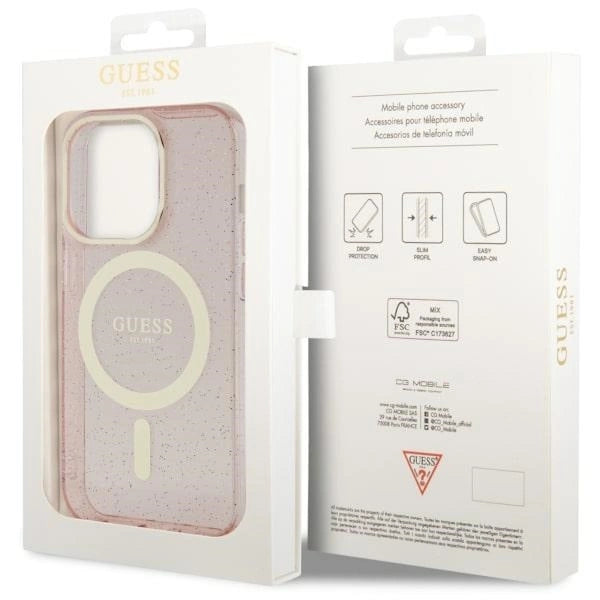 Guess GUHMP14LHCMCGP iPhone 14 Pro 6.1" pink/pink hardcase Glitter Gold MagSafe_7