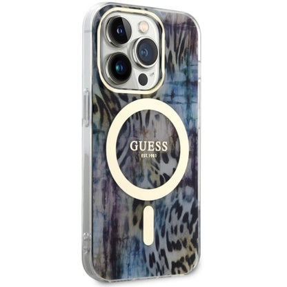 Guess GUHMP14LHLEOPWB iPhone 14 Pro 6.1" blue/blue hardcase Leopard MagSafe_3