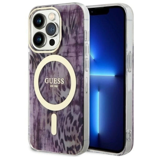 Guess GUHMP14LHLEOPWP iPhone 14 Pro 6.1" pink/pink hardcase Leopard MagSafe_0