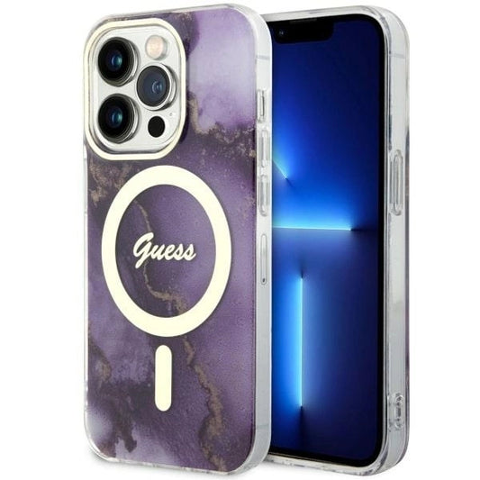 Guess GUHMP14LHTMRSU iPhone 14 Pro 6.1" purple/purple hardcase Golden Marble MagSafe_0