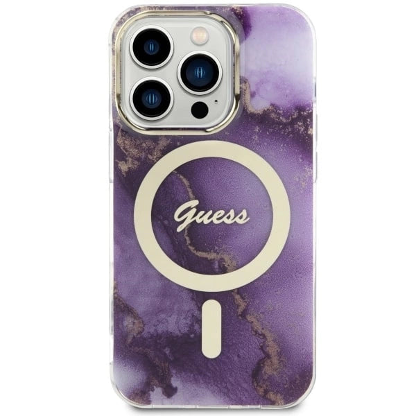 Guess GUHMP14LHTMRSU iPhone 14 Pro 6.1" purple/purple hardcase Golden Marble MagSafe_2