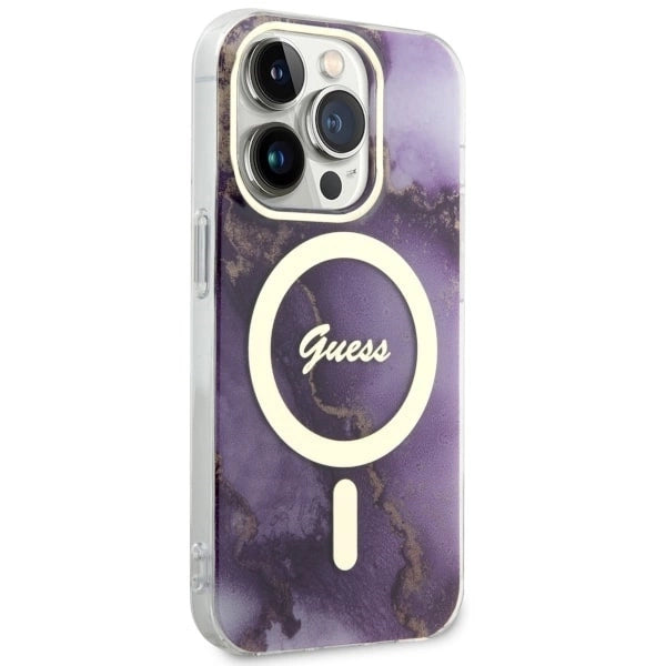 Guess GUHMP14LHTMRSU iPhone 14 Pro 6.1" purple/purple hardcase Golden Marble MagSafe_3