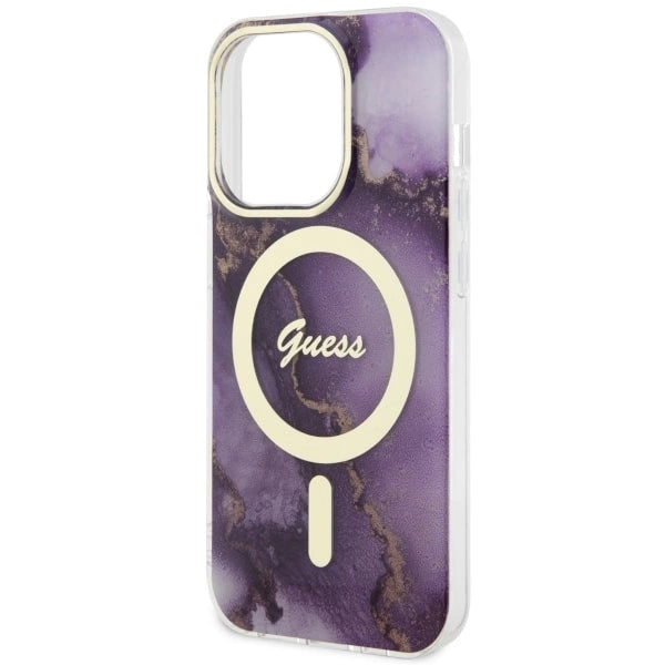 Guess GUHMP14LHTMRSU iPhone 14 Pro 6.1" purple/purple hardcase Golden Marble MagSafe_5