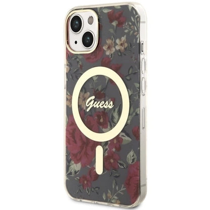 Guess GUHMP14MHCFWSA iPhone 14 Plus 6.7" green/khaki hardcase Flower MagSafe_1