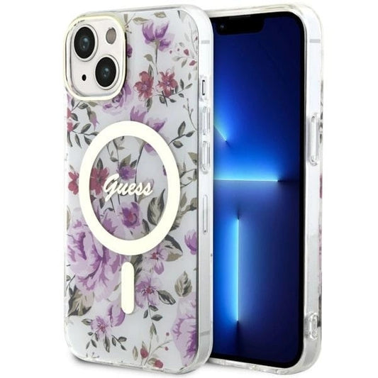 Guess GUHMP14MHCFWST iPhone 14 Plus 6.7" transparent hardcase Flower MagSafe_0