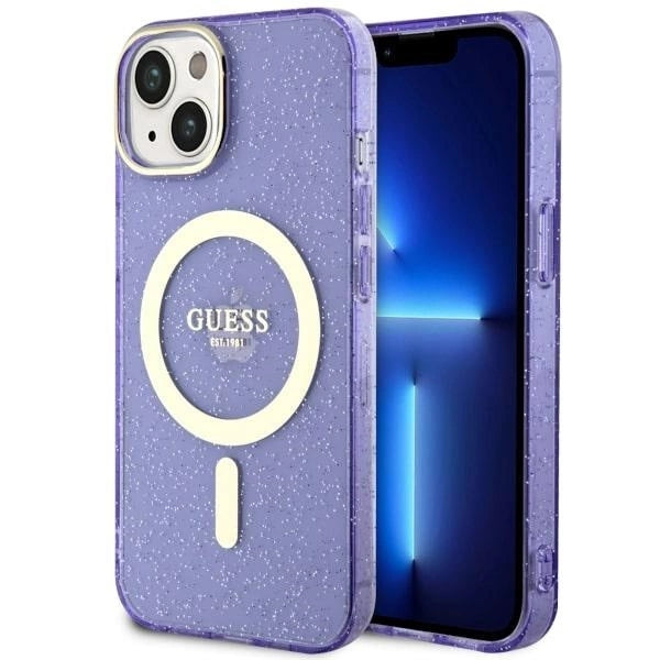 Guess GUHMP14MHCMCGU iPhone 14 Plus 6.7" purple/purple hardcase Glitter Gold MagSafe_0