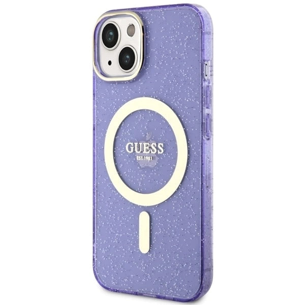 Guess GUHMP14MHCMCGU iPhone 14 Plus 6.7" purple/purple hardcase Glitter Gold MagSafe_1
