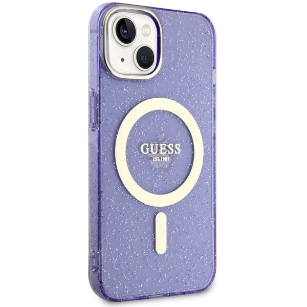 Guess GUHMP14MHCMCGU iPhone 14 Plus 6.7" purple/purple hardcase Glitter Gold MagSafe_3