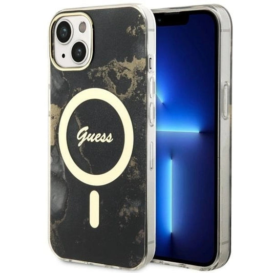 Guess GUHMP14MHTMRSK iPhone 14 Plus 6.7" black/black hardcase Golden Marble MagSafe_0