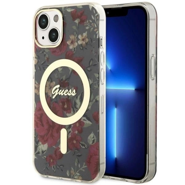 Guess Flower MagSafe case for iPhone 14 - green_0