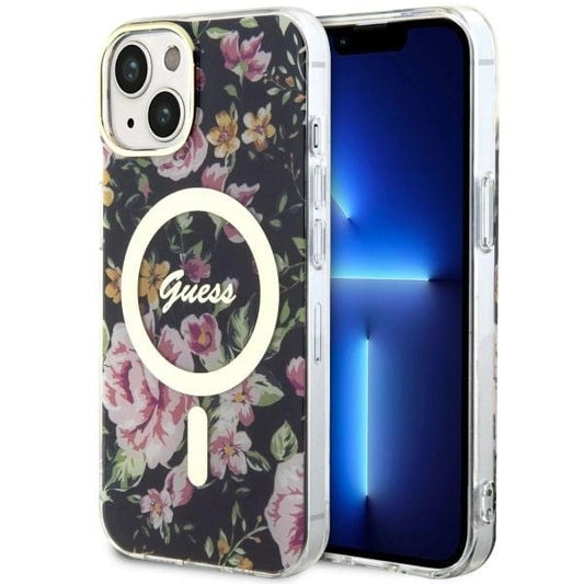 Guess Flower MagSafe case for iPhone 14 - black_0