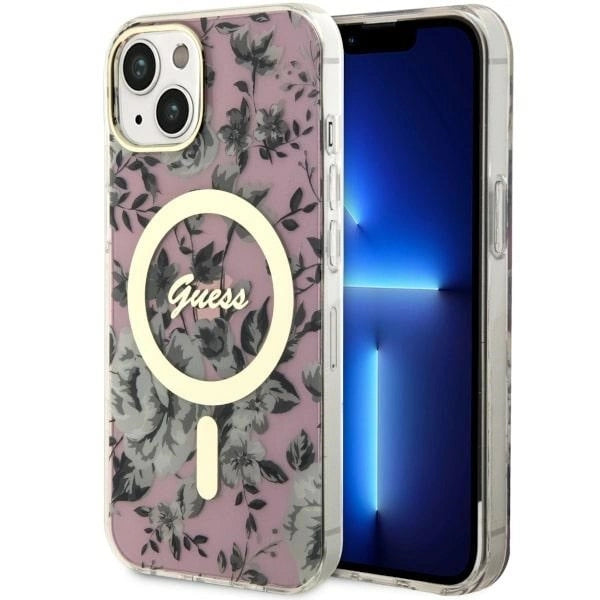 Guess Flower MagSafe case for iPhone 14 - pink_0