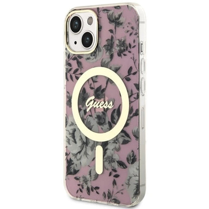 Guess Flower MagSafe case for iPhone 14 - pink_1