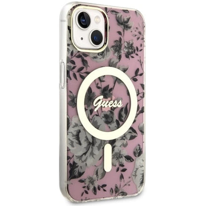 Guess Flower MagSafe case for iPhone 14 - pink_3