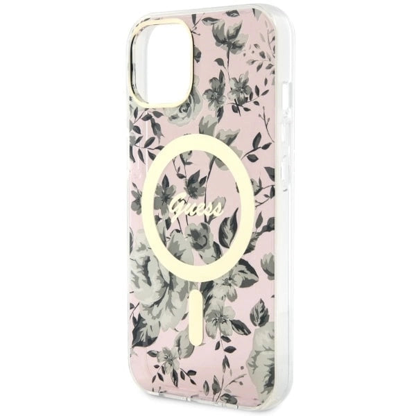 Guess Flower MagSafe case for iPhone 14 - pink_5