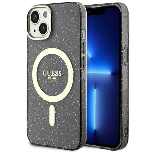 Guess Glitter Gold MagSafe case for iPhone 14 - black_0