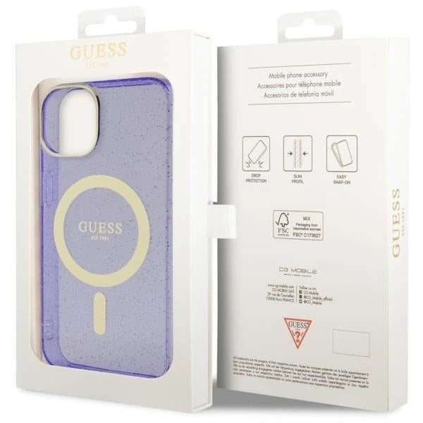 Guess Glitter Gold MagSafe case for iPhone 14 - purple_7